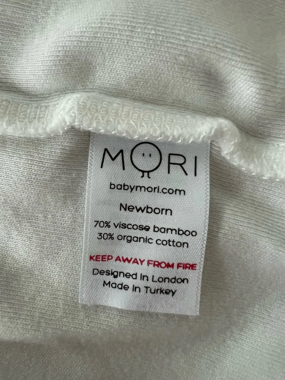 Mori Newborn Baby Onesie Organic Cotton Zipper White